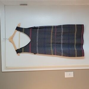 Gap Factory, tank top dress, women's size medium, striped, grey, v-neck.